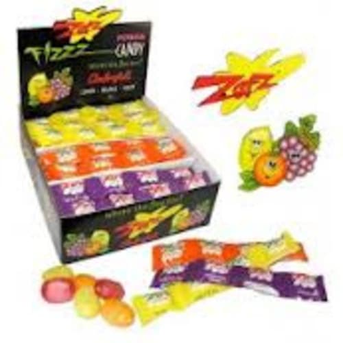 Zotz Fizz Assorted Flavored Raspberry Orange Grape Candy