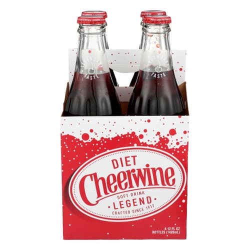 Cheerwine Soda • Zero 4 Pack 12 oz Glass