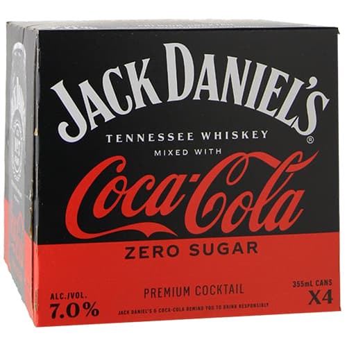 Jack Daniel's Cocktails Jack & Coke Zero 4pk-12oz