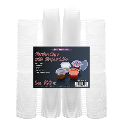 Party Ess • Portion Cup 1 oz Hinged Lid Plastic