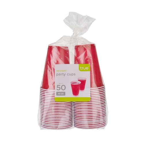 True Red Plastic Party Cups 16 Ounces