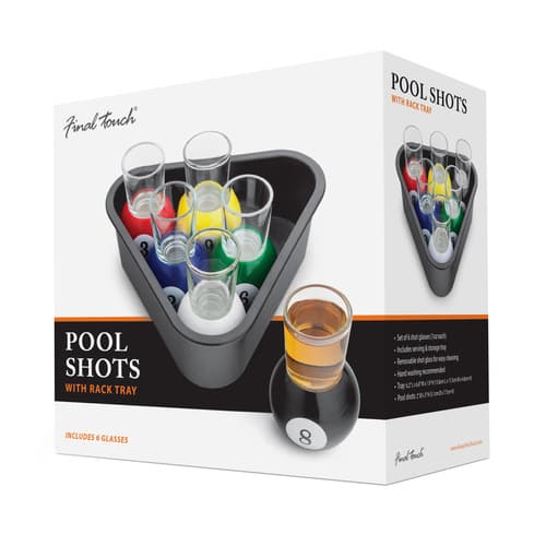 Final Touch • Poolball Shot Glasses & Rack Tray 6pk