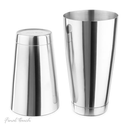 Final Touch Boston Cocktail Shaker With Weighted Bottom  21 & 28 oz Stainless Steel