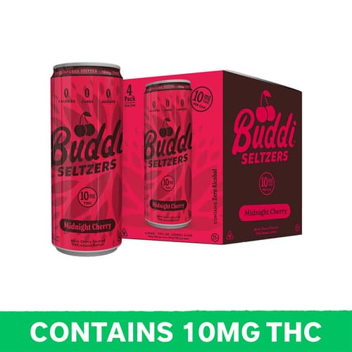Buddi Midnight Cherry Seltzer 10mg Delta 9 4pk Can