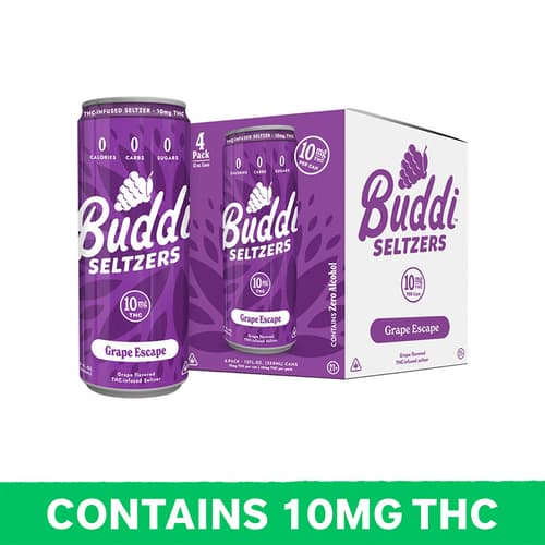 Buddi Grape Escape Seltzer 10mg Delta 9 4pk Can