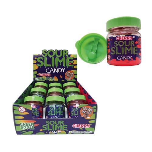 Slime Sour Candy • Green Apple & Cherry W Spoon