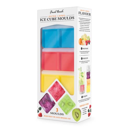 Final Touch Silicone Ice Molds- Set Of 3 Double 2 Inch Cubes Stackable