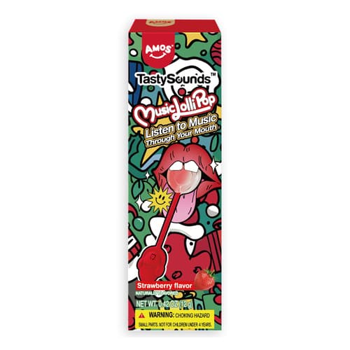 Amos Tastysounds Jinglepop Strawberry Lollipop